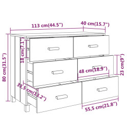 Buffet HAMAR Marron miel 113x40x80 cm Bois massif de pin