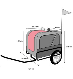 FLAMINGO Remorque de vélo pour chiens Romero Gris 59,5x43x51 cm