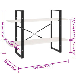 Bibliothèque à 2 niveaux Blanc 100x30x70 cm Bois de pin massif
