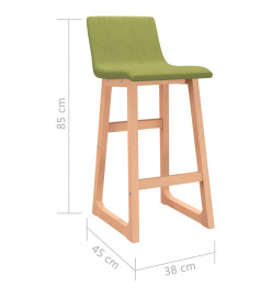 Tabourets de bar lot de 2 vert tissu