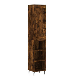 Buffet haut Chêne fumé 34,5x34x180 cm Bois d'ingénierie