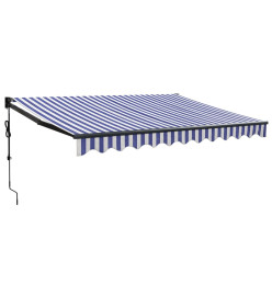 Auvent rétractable automatique bleu et blanc 3x2,5 m