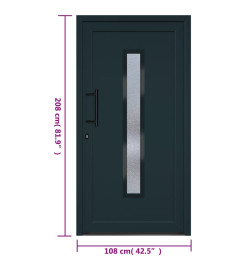 Porte d'entrée anthracite 108x208 cm PVC