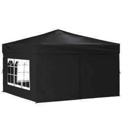 Tente de réception pliable avec parois Noir 3x3 m