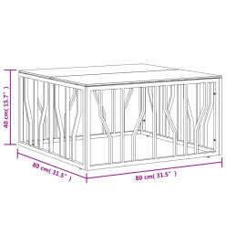 Table basse 80x80x40 cm acier inoxydable et verre