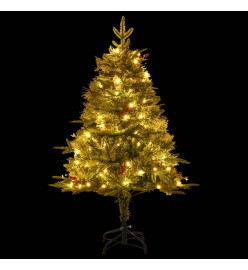 Sapin de Noël avec LED et pommes de pin Vert 120 cm PVC et PE