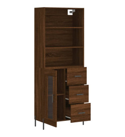 Buffet haut Chêne marron 69,5x34x180 cm Bois d'ingénierie