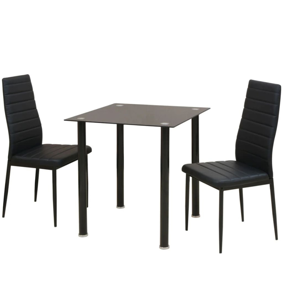 Ensemble de table et chaise de salle à manger 3 pièces noir