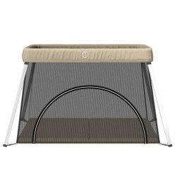 Parc pour bébé avec matelas Taupe Tissu de lin