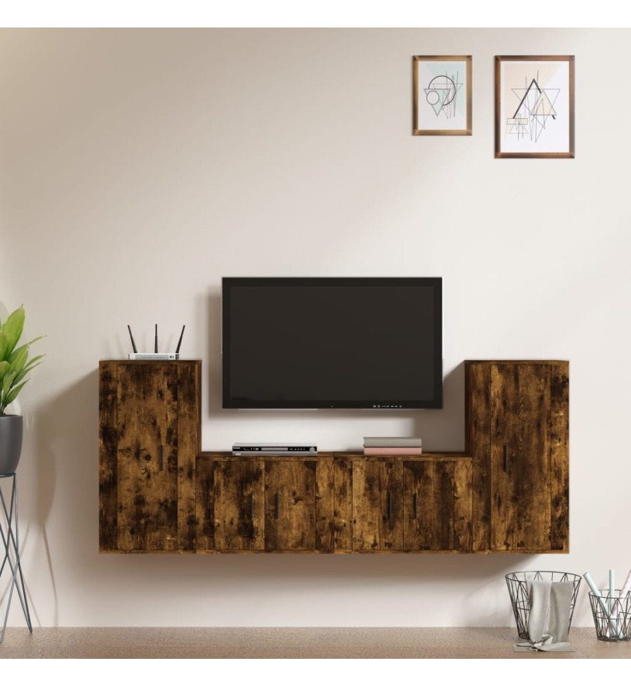 Ensemble de meubles TV 4 pcs Chêne fumé Bois d'ingénierie