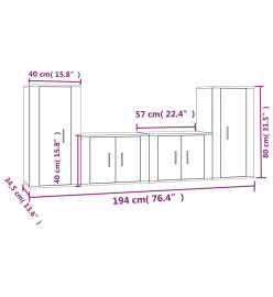 Ensemble de meubles TV 4 pcs Chêne fumé Bois d'ingénierie