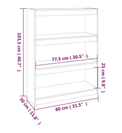 Bibliothèque/Séparateur de pièce Noir 80x30x103,5 cm Pin solide