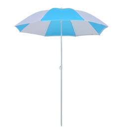 Parasol de plage Bleu et blanc 180 cm Tissu