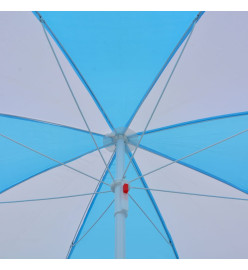 Parasol de plage Bleu et blanc 180 cm Tissu