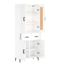 Buffet haut Blanc brillant 69,5x34x180 cm Bois d'ingénierie