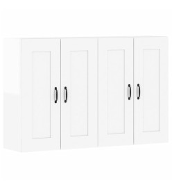 Armoires murales 2 pcs blanc brillant bois d'ingénierie