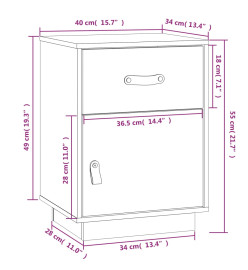 Table de chevet Noir 40x34x55 cm Bois de pin solide