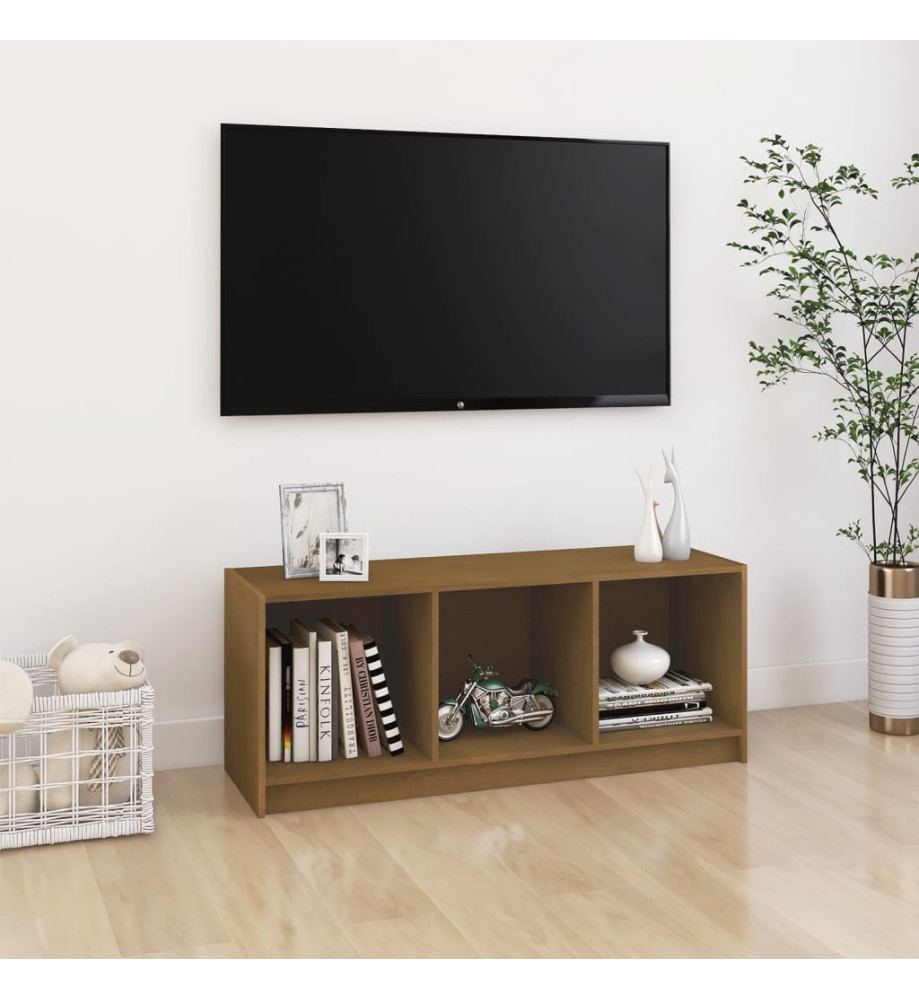 Meuble TV Marron miel 104x33x41 cm Bois de pin massif