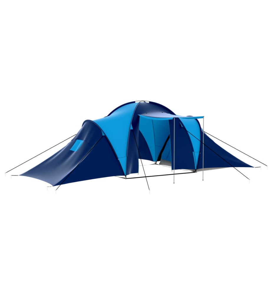 Tente de camping Tissu 9 personnes Bleu foncé et bleu