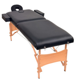 Table de massage pliable et tabouret 10 cm d'épaisseur Noir