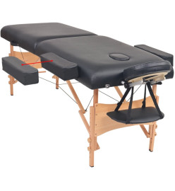 Table de massage pliable et tabouret 10 cm d'épaisseur Noir