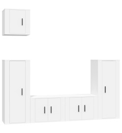 Ensemble de meubles TV 5 pcs Blanc Bois d'ingénierie