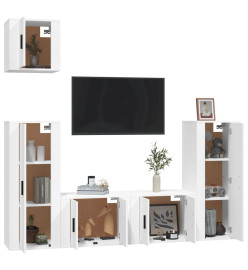 Ensemble de meubles TV 5 pcs Blanc Bois d'ingénierie