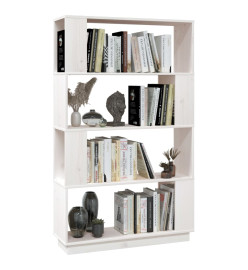 Bibliothèque/Séparateur de pièce Blanc 80x25x132 cm Pin solide