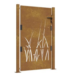 Portail de jardin 105x155 cm acier corten conception d'herbe