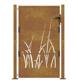 Portail de jardin 105x155 cm acier corten conception d'herbe