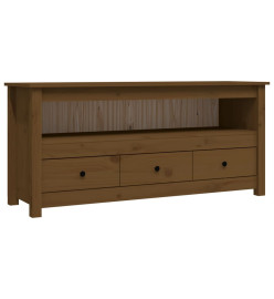 Meuble TV Marron miel 114x35x52 cm Bois de pin massif