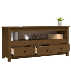 Meuble TV Marron miel 114x35x52 cm Bois de pin massif