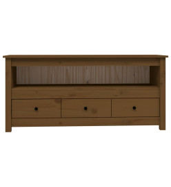 Meuble TV Marron miel 114x35x52 cm Bois de pin massif