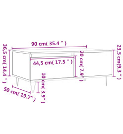 Table basse Sonoma gris 90x50x36,5 cm Bois d'ingénierie