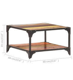 Table basse 60x60x35 cm Bois de récupération massif