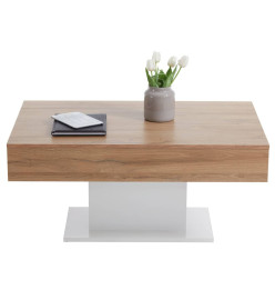 FMD Table basse Chêne antique et blanc