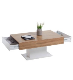 FMD Table basse Chêne antique et blanc