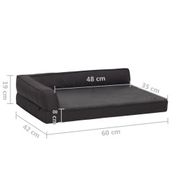 Matelas de lit ergonomique de chien 60x42 cm Polaire Noir