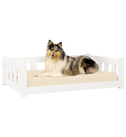 Lit pour chien blanc 95,5x65,5x28 cm bois de pin solide