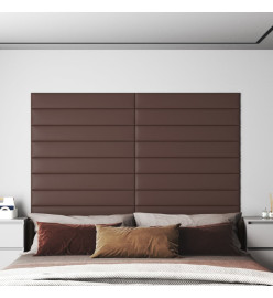 Panneaux muraux 12 pcs Marron 90x15 cm Similicuir 1,62 m²