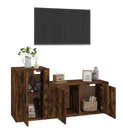 Ensemble de meubles TV 2 pcs Chêne fumé Bois d'ingénierie