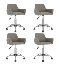 Chaises à dîner pivotantes 4 pcs Gris clair Velours