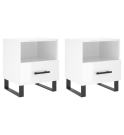 Tables de chevet 2 pcs blanc brillant 40x35x47,5 cm