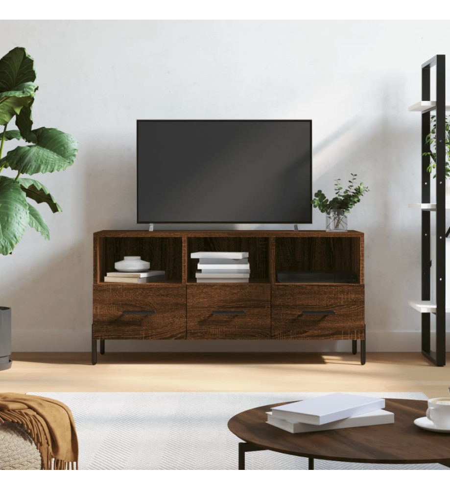 Meuble TV chêne marron 102x36x50 cm bois d'ingénierie