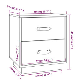 Tables de chevet 2 pcs Gris 40x34x45 cm Bois de pin massif