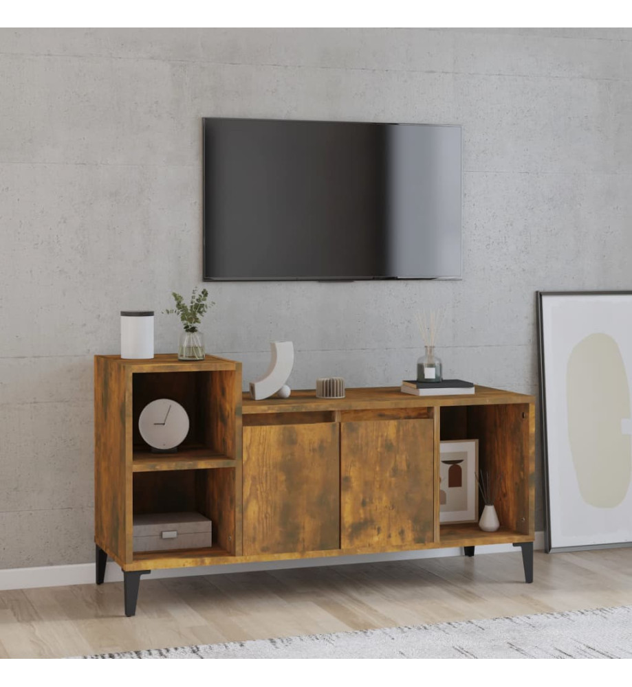 Meuble TV Chêne fumé 100x35x55 cm Bois d'ingénierie