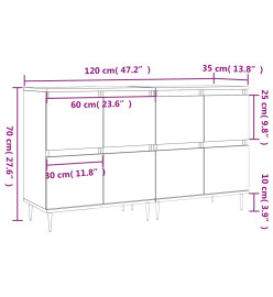 Buffets 2 pcs blanc brillant bois d'ingénierie