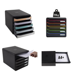 Exacompta Set de tiroirs de bureau Plus Big-Box Harlequin et 5 tiroirs