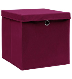 Boîtes de rangement 4 pcs Rouge foncé 32x32x32 cm Tissu