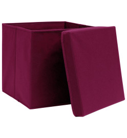 Boîtes de rangement 4 pcs Rouge foncé 32x32x32 cm Tissu